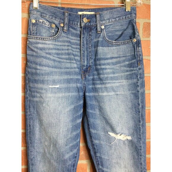 Madewell Womens Rigid Skinny Jeans Size 26 Medium Wash Distressed Denim - Picture 2 of 8